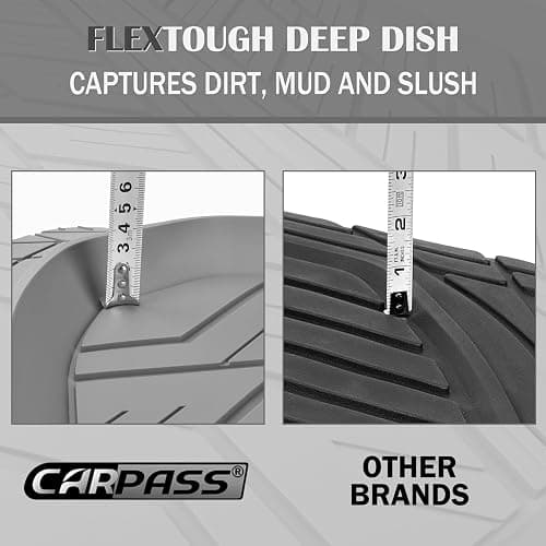 CAR PASS Deep Dish Rubber Floor Mats for Cars Full Set,Heavy Duty Car Mats,Universal Waterproof Trim-to Fit Automotive Floor Mats for Truck Van SUV, Durable All-Weather Car Mats 3-Piece (Light Gray) thumbnail 7