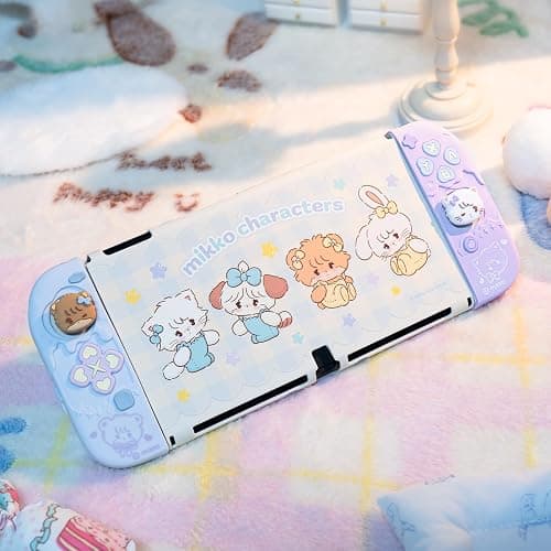 GeekShare Protective Case for Switch OLED,Slim Cover Case Compatible with Switch OLED Separable Soft Silicone Protective Shell for Joy Con with 2 Thumb Grip Caps - Mikko Sweet Thoughts thumbnail 7