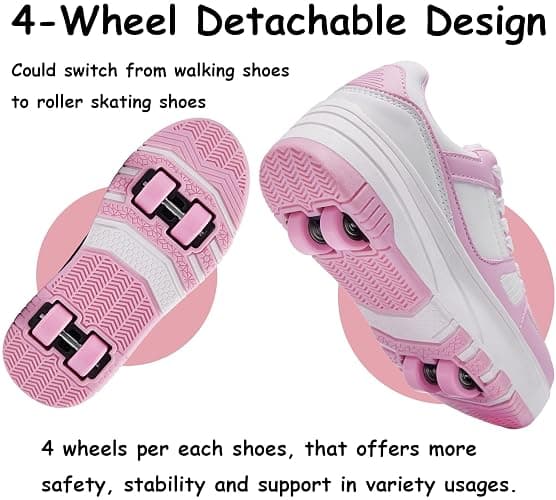 ANEFUN Roller Skate Shoes for Kids Girls Boys Detachable Wheeled Fashion Sneakers thumbnail 4
