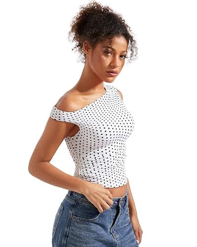 SUUKSESS Women Off Shoulder Tops Sleeveless Shirts Y2K Going Out Crop Tank Top thumbnail 2