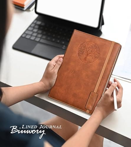 Biuwory Lined Journal Notebook for Women Men,256 Pages A5 Hardcover Leather Journals for Writing,Travel,Business,Work & School,College Ruled Notebooks for Note Taking,Diary Notepad 5.7"×8.3"(Brown) thumbnail 7