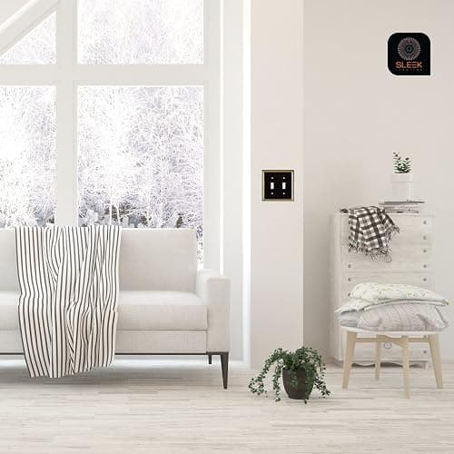 Pack of 4 Wall Plate Outlet Switch Covers by SleekLighting | Decorative Zinc Cast Black and Gold| Variety of Styles: Rocker/Receptacle/Toggle / & Combo | Size: 1 Toggle thumbnail 5
