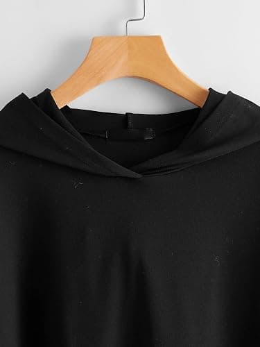Verdusa Women's Fishnet Crop Hoodie Drop Shoulder Long Sleeve Sweatshirt Pullover thumbnail 4
