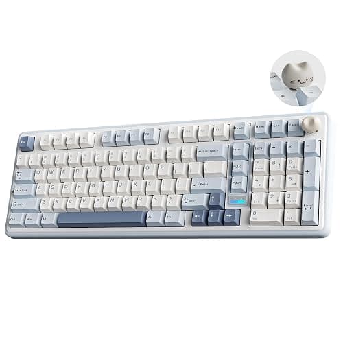 YUNZII B98 PRO 96% Wireless Mechanical Keyboard(Blue, Candy Switch) | QMK/VIA, with Numpad, Dual-Style Knob Design, Creamy Pre-Lubed Switches, Hot Swap, Gasket Mount, RGB for Gaming/Win/Mac - Image 1