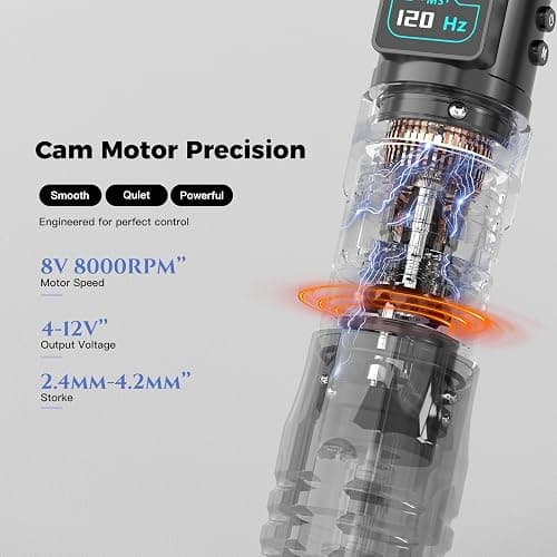 Wormhole 2300mAh Battery and 7 Adjustable Stroke Tattoo Gun for Artists, Aluminum Alloy Wireless Tattoo Machine, Lightweight Compact Rotary Tattoo Pen Powerful Motor Precision Professional - Black thumbnail 2