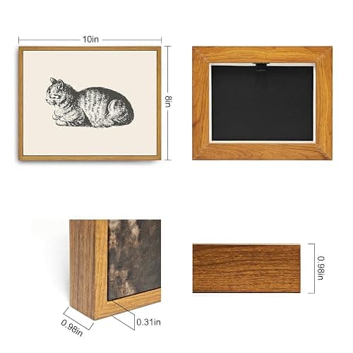 Roslynity Framed Canvas Wall Art Vintage Print Paintings Lying Cat Reclining Boho Animal Catlover Gift Retro Aesthetic Artwork for Home Living Room Bedroom Bathroom Wall Decor (8"x10") thumbnail 2