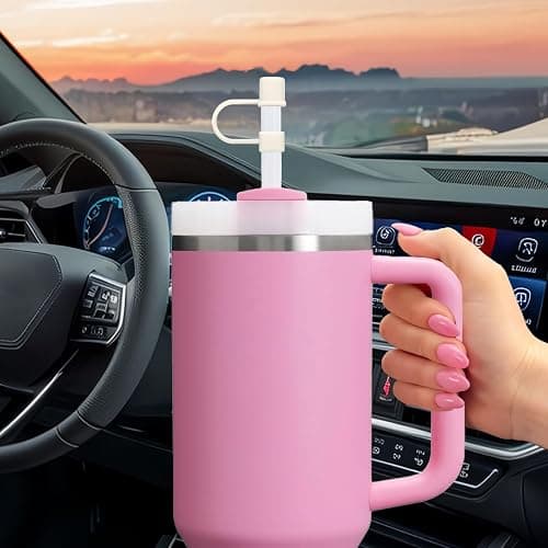 GGDECA 7Pcs Straw Cover Cap for Stanley Cup,Simple 10mm(0.4inch) Silicone Straw Toppers for Stanley 40&30oz Tumbler Accessories-White Grey thumbnail 2