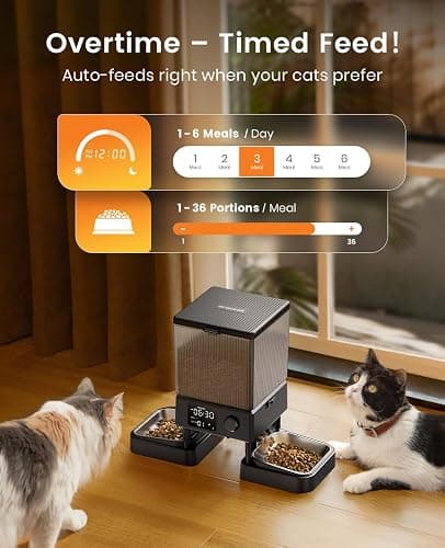oneisall Automatic Cat Feeder for 2 Cats, 5L Automatic Cat Food Dispenser for Small Pets Indoor, Timed Cat Feeder for Dry Food thumbnail 7