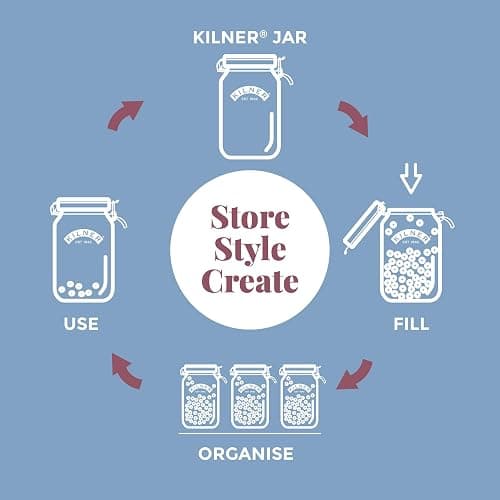 Kilner Set of 3 Round Clip Top Jars 0.5 Litre (3 x 500ml) Airtight Glass Storage Jars for Preserving Jams Dry Foods Reusable thumbnail 9