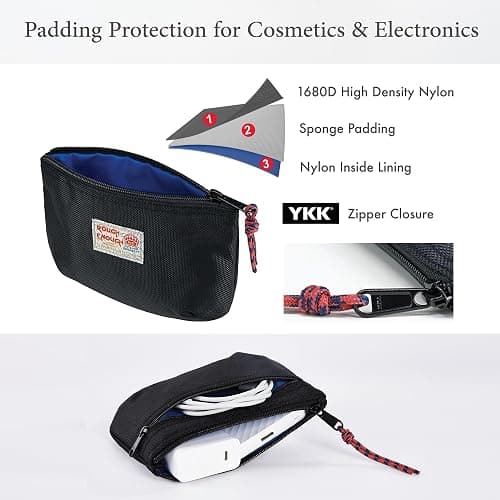 Rough Enough Small Tech Organizer Travel Case for Electronics & Cords - Cable Storage Bag Black thumbnail 3