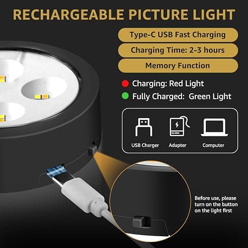 Matte Black Rechargeable Poster Lights thumbnail 2