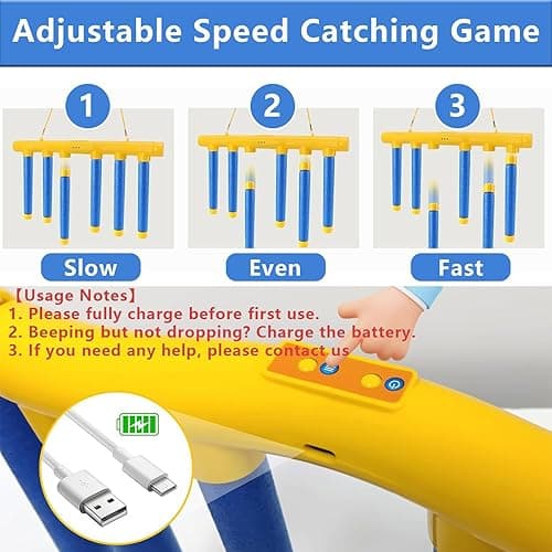 Jastown Catching Sticks Game,Stick Drop Reaction Training Challenge Toy, 3 Adjustable Speeds, Hand-Eye Coordination Training, Falling Sticks Game for Kids and Adults, Educational Sensory Toy Gift - A thumbnail 3