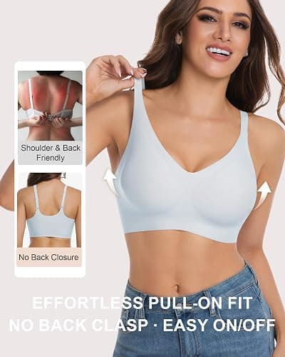 Vinfact 3 Pack Womens Wireless No Underwire Comfort Soft Bras Pullover Jelly Support Seamless Sleep Tshirt Everyday Bralette thumbnail 2