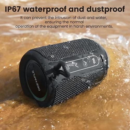 Bluetooth Speaker Wireless,IP67 Waterproof & Dustproof Portable Speaker with Lights,15W Loud Stereo Sound, 2500mAh Battery All Day Playtime, TWS Pairing, BT5.3, Home/Party/Outdoor/Beach (Black) thumbnail 5