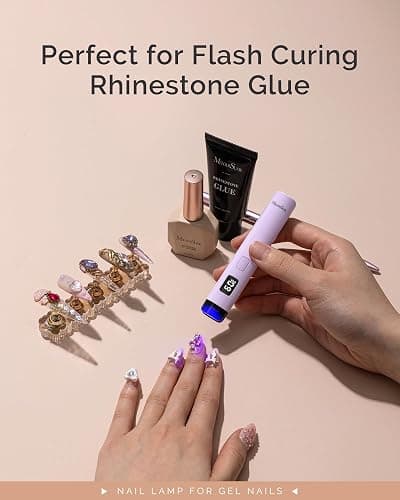 MelodySusie Handheld Cordless UV Nail Lamp with LCD Display & Eye-Protection Cover, P-Art01R Rechargeable Mini UV LED Light Flash Cures All Soft Gels, Especially Rhinestone Glue & Liner Gel Purple thumbnail 7
