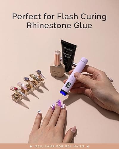 Melodysusie Handheld UV Light for Gel Nails, ART01R Cordless Gel X Nail Lamp Rechargeable with LCD Display, Eye-Protective Cover Flash Cure Nail Dryer for Rhinestone Glue Decoration DIY At Home Purple thumbnail 8