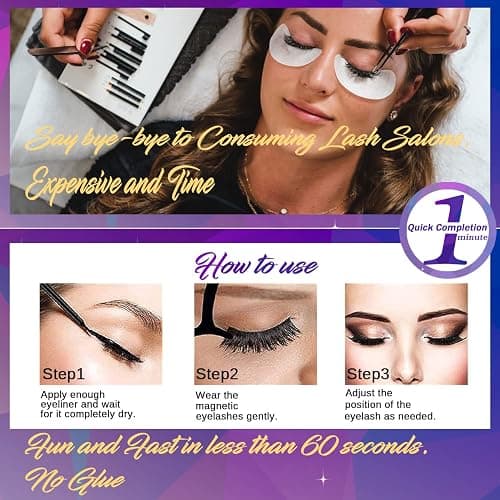 DUOERLA Magnetic Eyelashes 8D Luxury Volume Fluffy Colored Eyelashes Magnetic Lashes with Eyeliner Kit, Cat-Eye 18-23MM Long Cruelty-Free&Vegan 10 Pairs thumbnail 6