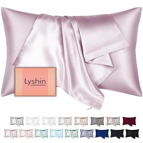Mulberry Silk Pillow Cases Standard Size with Hidden Zipper, Ultra Smooth and Soft Breathable Cooling Silk Satin Pillowcase for Hair and Skin, Gifts for Women Men (Lavender, 20x26 Inches, 1 Pack) - Image 1