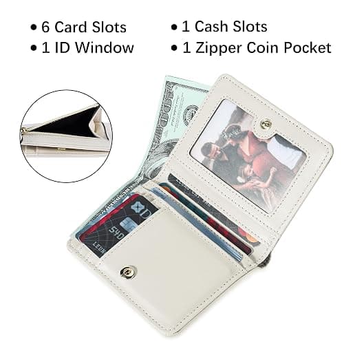 Gostwo Small Wallet for Women, Slim Bifold Credit Card Holder, Compact RFID Blocking Cash Wallet, Billfolds Thin Leather Zipper Pocket, Mini Wallet Gift for Ladies Teen Girls Travel with ID Window thumbnail 3