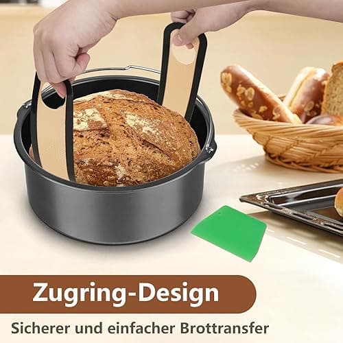 Silikon Backmatte für Dutch Oven,backmatte brot,Antihaft 2 PCS, leicht zu reinigen, wiederverwendbare Silikon Backmatte mit langen Griffen,Teigmatte mit Teigschneider thumbnail 3