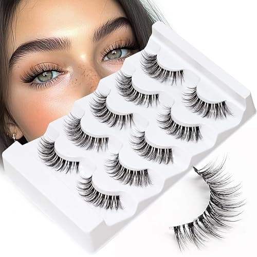 Veleasha Lashes Wispy False Eyelashes 100% Handmade Eyelashes Natural Look Fake Lashes Lightweight Lashes with Soft Clear Band 5 Pairs Pack (G2) thumbnail 7