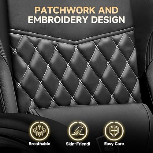 GTPLAYER Gaming Chair, High Back Leather Computer Game Chair with Footrest, Ergonomic Height Adjustable Office Chair with Removable Cover and Lumbar Support for Gaming and Work (Black) thumbnail 7