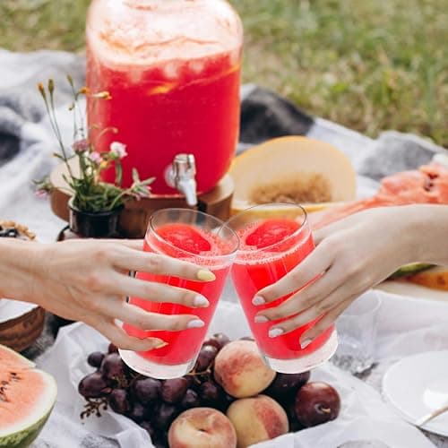 RÉΑLWÁY 17 Oz Plastic Tumblers Set of 12, Clear Plastic Drinking Glasses, Plastic Cups Reusable, Highball Glasses Drinking Set for Kitchen Poolside Patio,Dishwasher-Safe, Shatterproof, BPA-Free thumbnail 2
