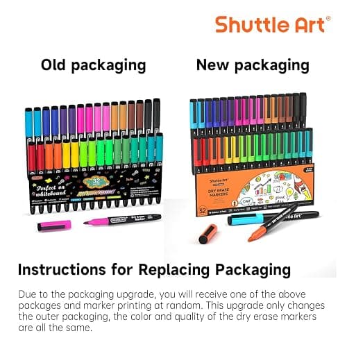 Shuttle Art Dry Erase Markers, 32 Pack 16 Colors Magnetic Whiteboard Markers with Erase, Fine Point Dry Erase Markers Perfect For Writing on Whiteboards,Mirrors for School Office Home thumbnail 2