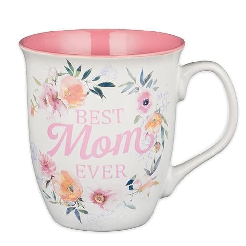 Christian Art Gifts White and Pink Floral Ceramic Coffee Mug – 14 oz. Lead & Cadmium-free Inspirational Scripture Coffee & Tea Mug for Mothers with Encouraging Words: Best Mom & Bible Verse: Num. 6:24 - Image 1