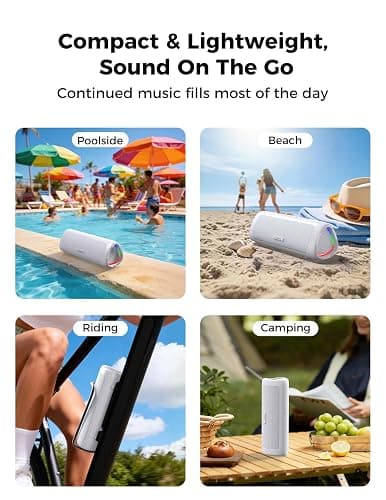 BolaButty Bluetooth Speaker with HD Sound, Portable Wireless, IPX5 Waterproof, Up to 20H Playtime, TWS Pairing, BT5.3, for Home/Party/Outdoor/Beach, Electronic Gadgets, Birthday Gift (White) thumbnail 7
