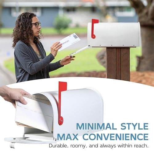 BlissBoard White Mailboxes for Outside Post Mount, Galvanized Steel Metal Mailbox, Standard Size, 20 x 8.7 x 6.7 Inches thumbnail 6