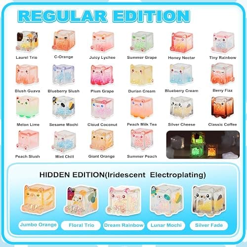 Glow in The Dark Figure, Square Cat Series Blind Box (5 Figures per Box) Random Style Action Figure Cute Blind Bag Collectible Toys - Mini Figures Mystery Box for Cat Lovers Birthday Gift & Desk Decor thumbnail 5