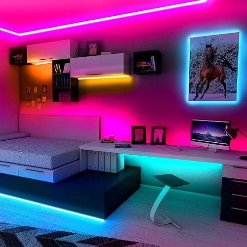 phopollo Led Strip Light, 30m Led Strip Lights(2 Rolls of 15m) Music Sync Mode with Mic,Smart App Control with Remote, Ultra-Long 24V Lights for Bedroom, Party, Packaging May Vary thumbnail 4