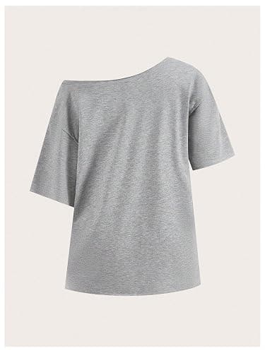 SOLY HUX Women's Number Graphic Tees Letter Print Off The Shoulder Short Sleeve Loose T Shirt Tops thumbnail 2