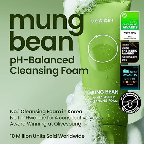 beplain Mung Bean Pore Care Trio - Cleansing Oil & Cleansing Foam &Clay Mask | Korean Skin Care | Suitable for Sensitive Skin thumbnail 6