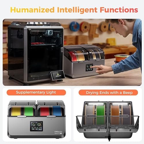 Official Creality Filament Dryer 4 Spools, Space Pi X4 Filament Storage Box, 85℃ Max Temperature, Dual Independent Heating Chambers, Power Saving for PLA PETG ABS TPU ASA PC PA PAHT thumbnail 8