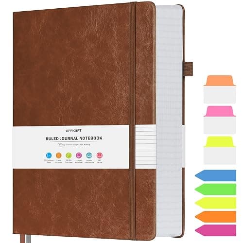 College Ruled Notebook, Large B5 Hardcover Leather Journal, 314 Numbered Pages Writing Journal, 100gsm No Bleed Paper, Lined Journal Notebook for Women Men School Office, 7.6'' X 10'', Brown - Image 1