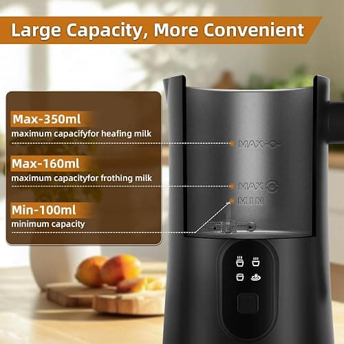 MUMAO Milk Frother, 4-in-1 Electric Milk Steamer, 350ml/11.8oz Automatic Frother Machine for Coffee, Warm and Cold Foam, Temperature Control for Latte, Cappuccino, Hot Chocolate thumbnail 3