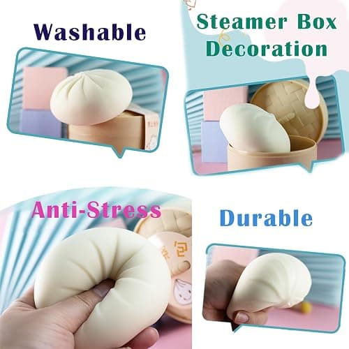Giant Glitter Dumpling, Giant Dumpling Squishy, Mega Rainbow Dumplings, Cute Anxiety Relief Fidget Toy, Soft Squeeze Decompression Dough for Adults (Purple) thumbnail 5