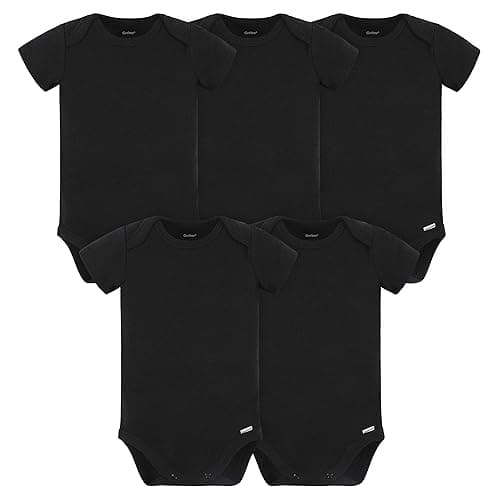 Gerber baby-boys 5 Pack Onesies Multi-packs Bundle Interlock 180 Gsm - 0-3 Months - Black