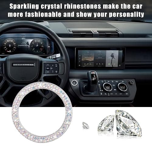 Kewucn Bling Crystal Double Rhinestone Car Engine Start Decoration Ring, Sparkling Push Start Button Sticker, Key Ignition & Knob Ring Decoration, Bling Car Interior Accessory(AB) thumbnail 6