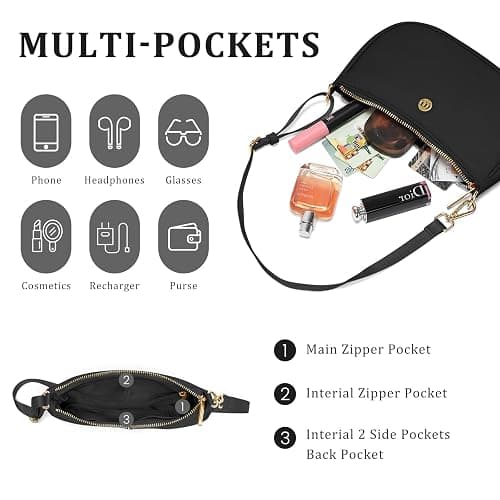 Shoulder Bag for Women Handbags with Adjustable Strap Underarm Purse Mini Clutch Purses Trendy Crescent Bags 1L thumbnail 4