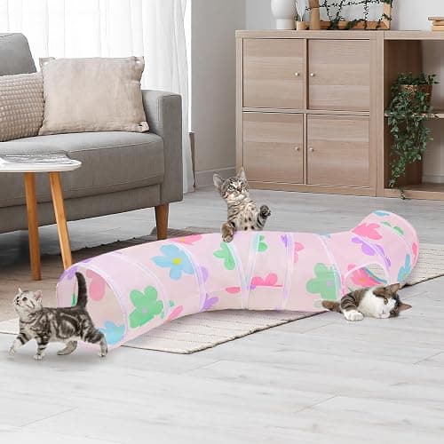 Glittme S-Shape Cat Tunnel, Foldable Cat Tunnels for Indoor Cats | Interactive Bunny Tunnel And Cat Tubes With Crinkle Sounds. Ideal For Kittens, Ferrets And Small Pets To Hide, Play Or Rest thumbnail 2
