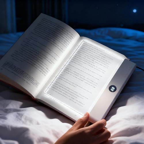 Rtettoa Avera Book Light - Rechargeable LED Reading Flat Clip on Night Light with 3 Colors & Timer Lamp for in Bed - Gifts for Readers Lovers Kids Women Men (White) - Image 1