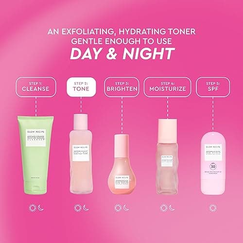 Glow Recipe PHA + BHA Face Toner - Korean Skin Care Pore Minimizer & Gentle Facial Exfoliator for Tightening, Hydrating & Exfoliating - Glycerin, Watermelon & Cactus Water (150ml) thumbnail 7
