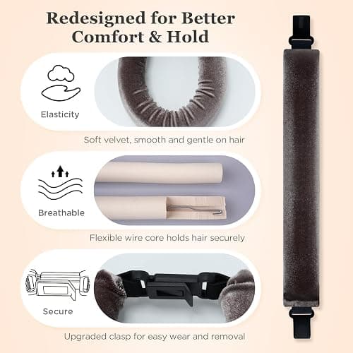 Heatless Hair Curler Set – 4PCS Velvet Overnight Blowout Rods for Heatless Curls, Jumbo Flexible Curling Rods to Sleep In, No Heat Curling Tools for Natural Waves and Curls Brown thumbnail 4