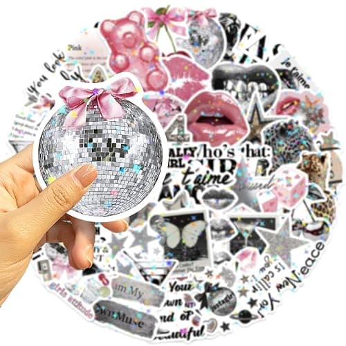 100Pcs Y2K Aesthetic Stickers, Aesthetic Cool Downtown Lucky Girls Stickers, Trendy Holographic Waterproof Sticker for Water Bottles Laptop Kindle Computer Scrapbook Journal Party Favors (Holographic) thumbnail 3