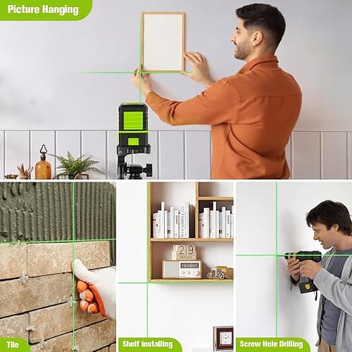 Laser Level with Tripod, 100 feet Green Cross Line Self Rotary Leveling Laser Level, Vertical and Horizontal Line, Rotatable 360 Degree, Manual Self leveling and Pulse Mode,IP54 Waterproof & Battery thumbnail 7