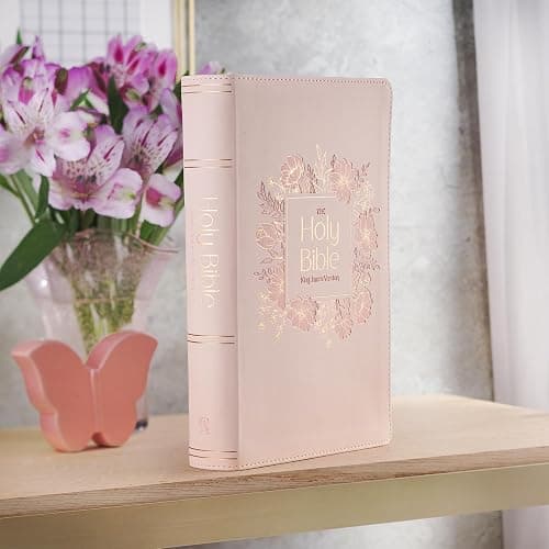 KJV Holy Bible, Giant Print Standard Size Red Letter Edition, Thumb Index Tabs & Ribbon Marker, King James Version, Vegan Leather, Pink, 14 pt. Type thumbnail 5