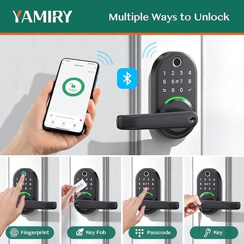 Smart Door Handle Lock with Keypad: Yamiry Fingerprint Smart Knob - Keyless Entry Digital Lock for Front Door - Deadbolt with APP - Generate Passcode Remotely - DIY Installation thumbnail 2